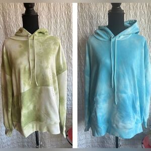 DIP Tiedye lightweight hoodie in greens-off white blue-off white various sizes